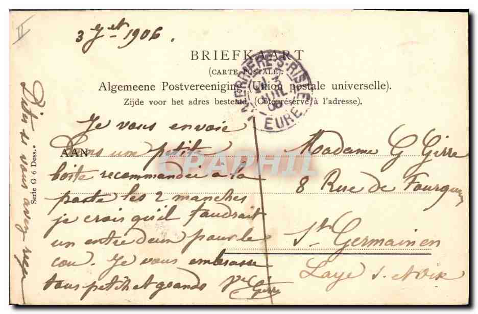 Scène de campagne à Walcheren — éditeur WELCHERS, n° série G 6 Dess. — Verso
