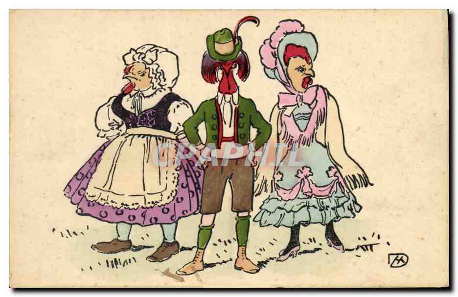 CPA Fantaisie Illustrateur Coq et poules
