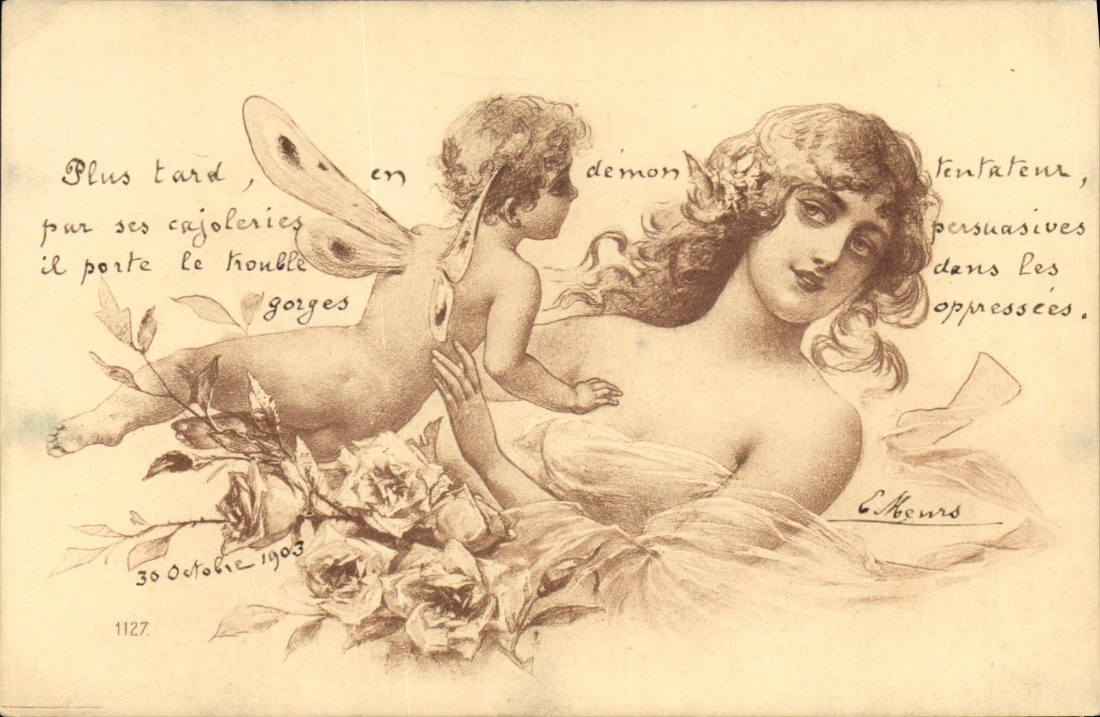 CPA Fantaisie Illustrateur Femme Ange