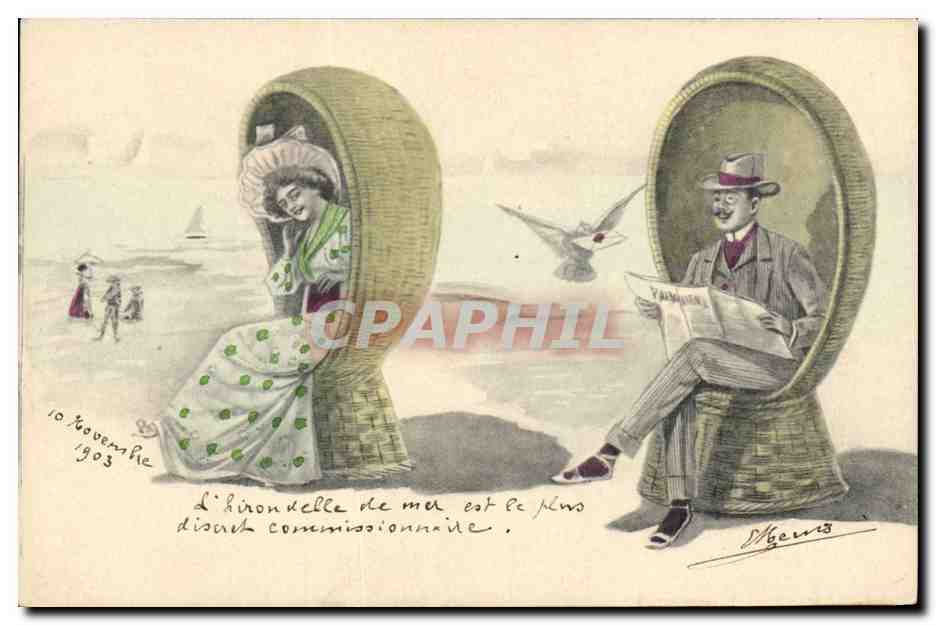 CPA Fantaisie Illustrateur Femme Homme Colombe