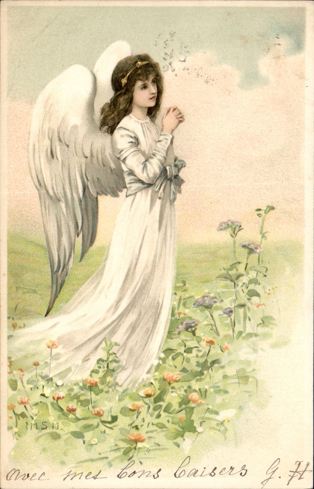 CPA Fantaisie Illustrateur Femme Ange