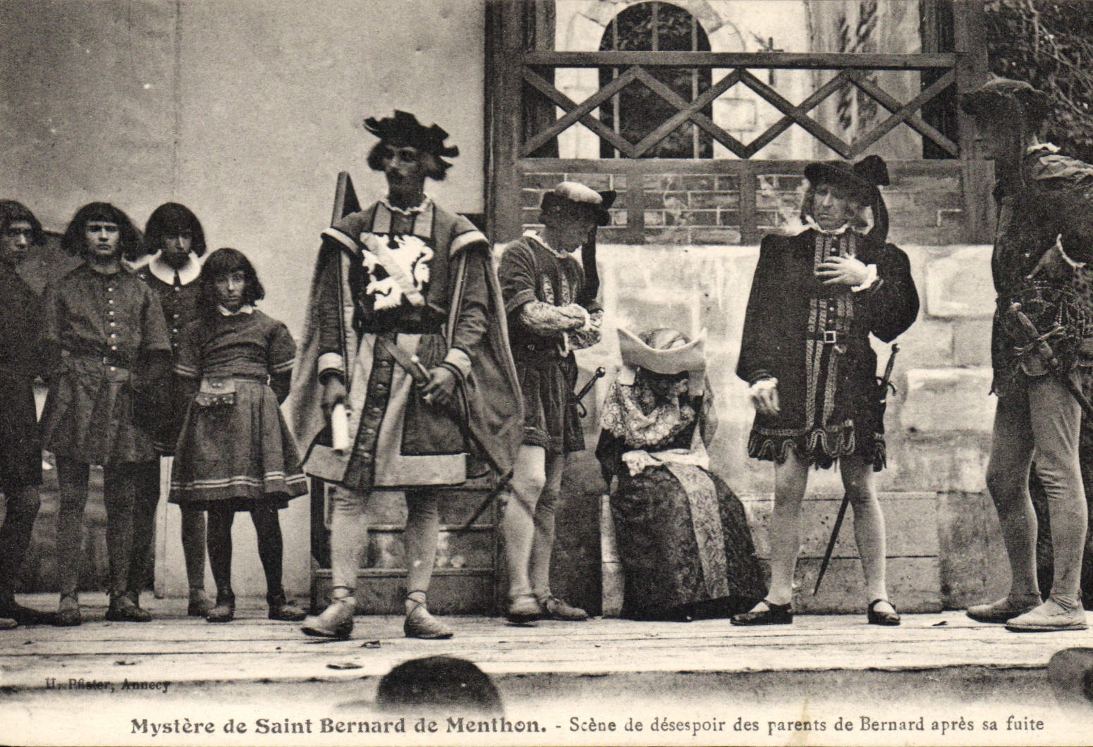 Mystère de Saint Bernard de Menthon — Scène de désespoir des parents de Bernard après sa fuite — H. Béster, Annecy