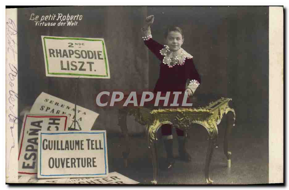 Le petit Roberto — Virtuose der Welt — carte publicitaire pour spectacle