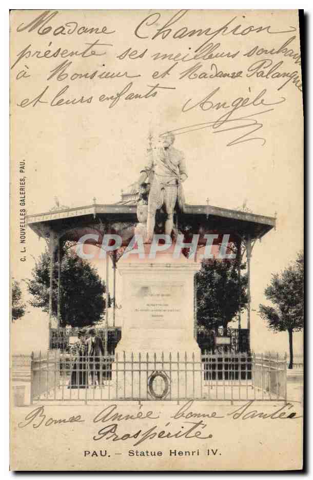CPA Kiosque Pau Statue Henri IV 