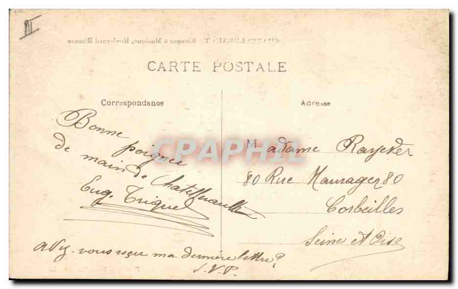 CPA Kiosque a musique Boulevard Blossac Chatellerault  — Verso