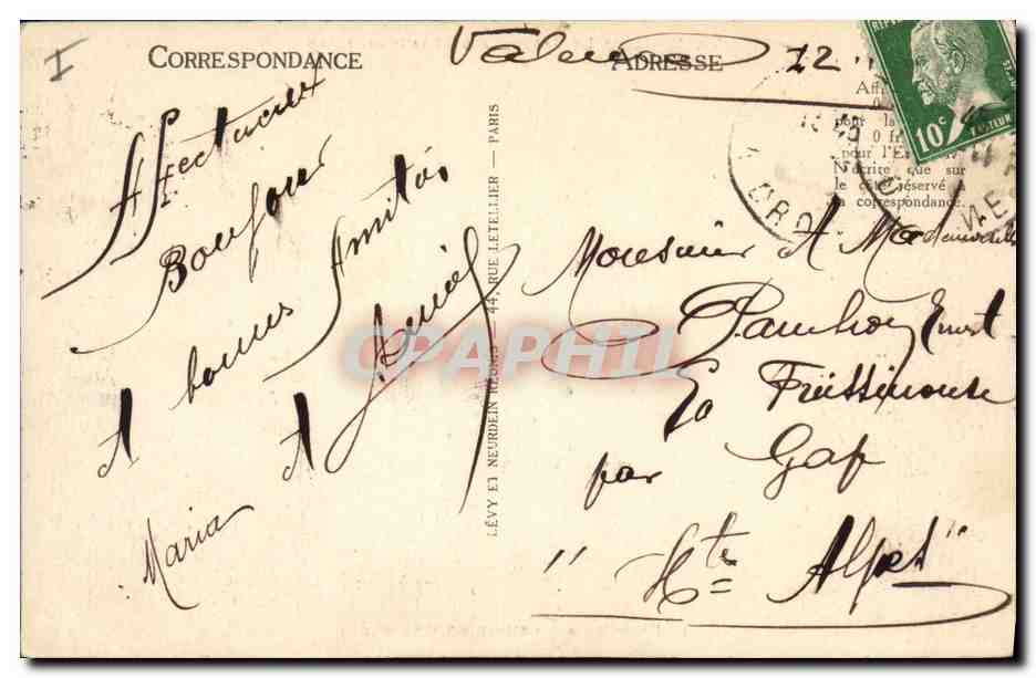 CPA Kiosque a musique et Crussol Valence Le jardin du Champ de Mars  — Verso