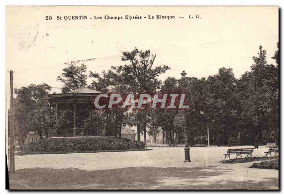 CPA Kiosque Les Champs Elysees St Quentin 