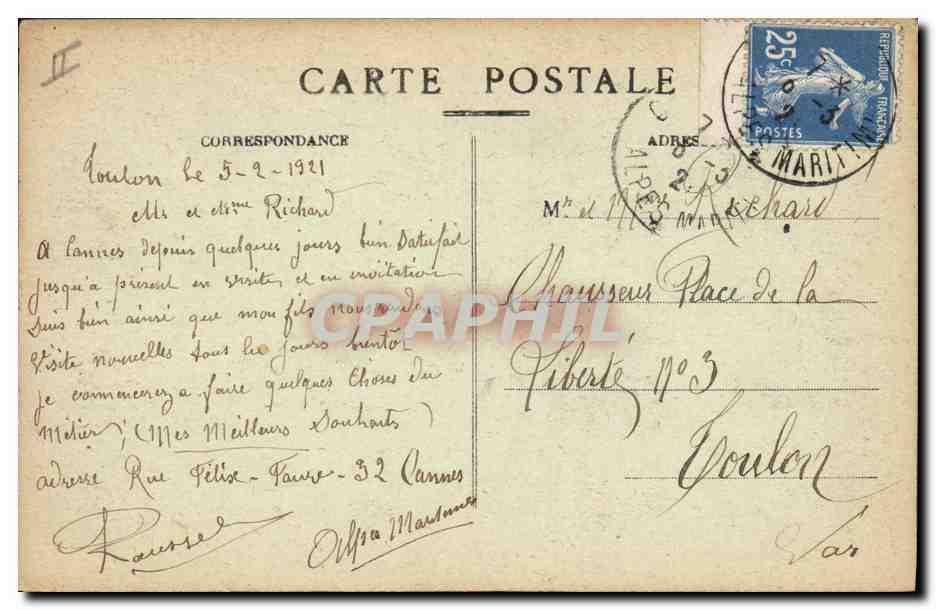CPA Kiosque de musique et palmiers Cannes  — Verso