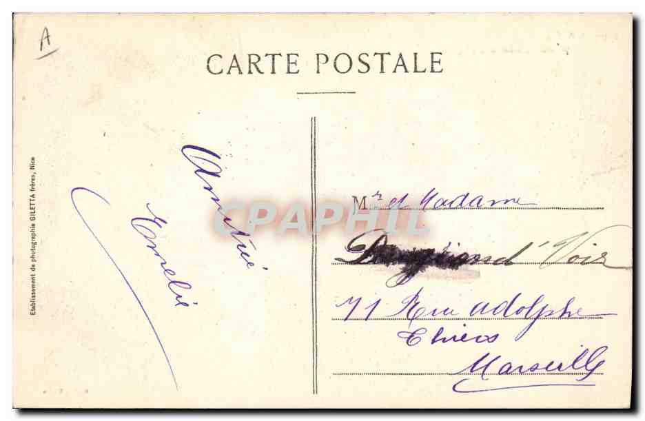 CANNES. — Casino Municipal pendant la musique — Edition Gilletta n°400 — Verso