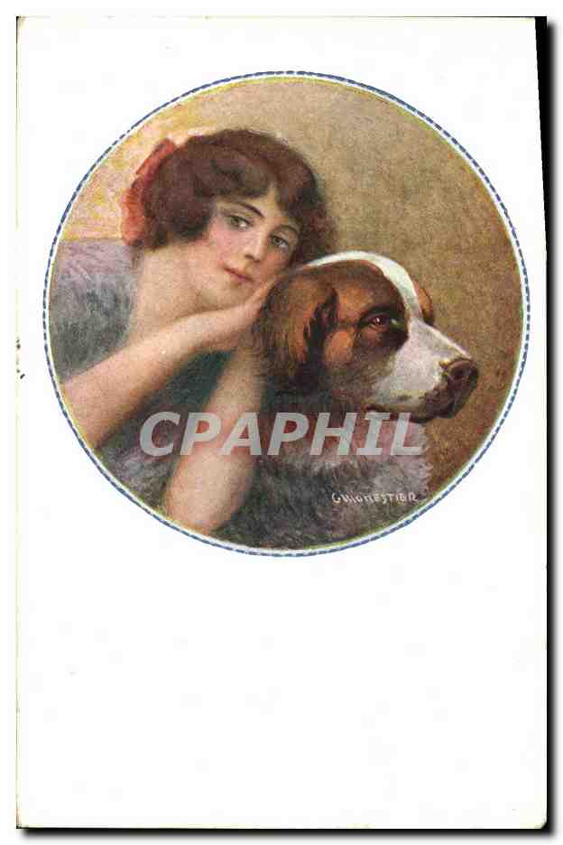 CPA Chien Chiens Femme 