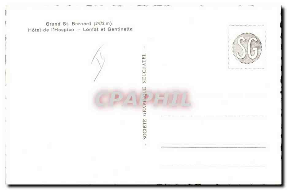 Grand St-Bernard — Un sauvetage — Société Graphique Neuchâtel — Verso