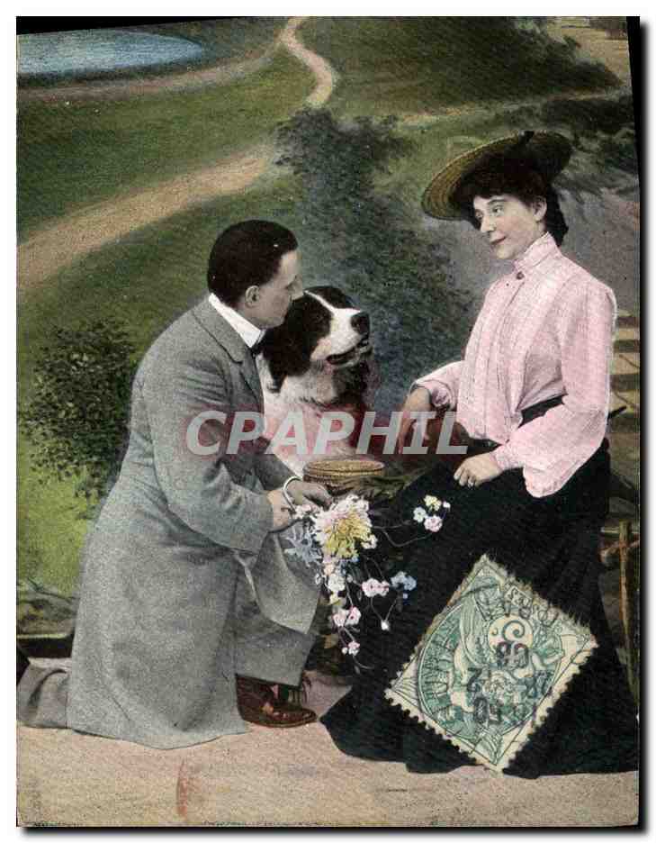 CPA Chien Chiens Femme 