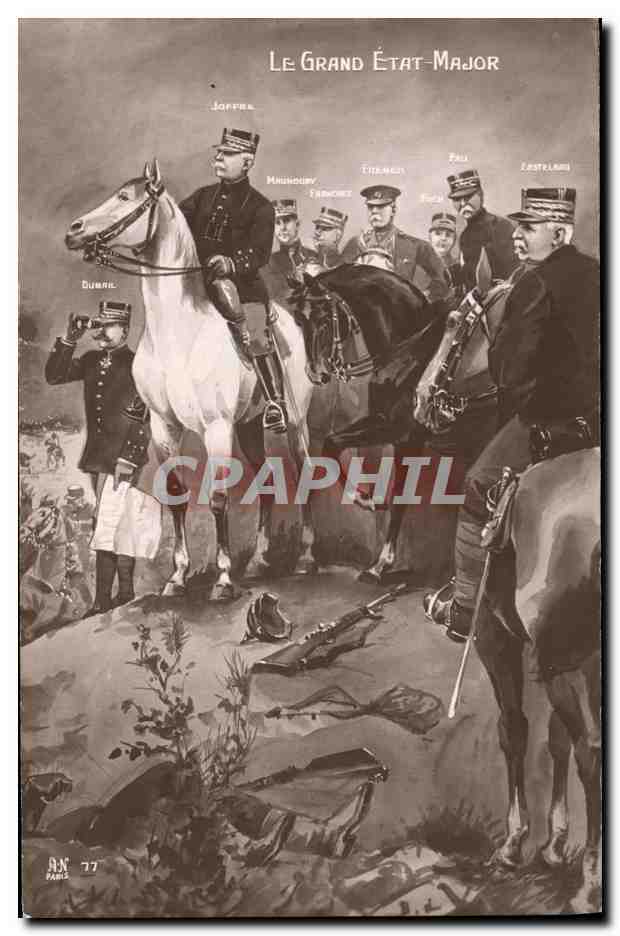 CPA Militaria Le grand Etat Major Joffre Dubail Castelnau 