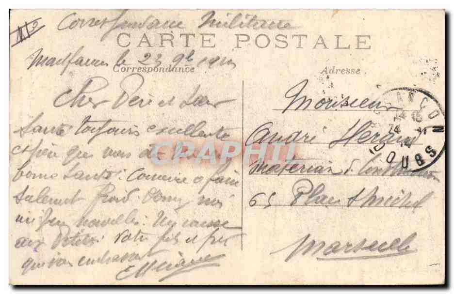 CPA Militaria Le Marechal French Commandant en Chef l'armee anglaise  — Verso