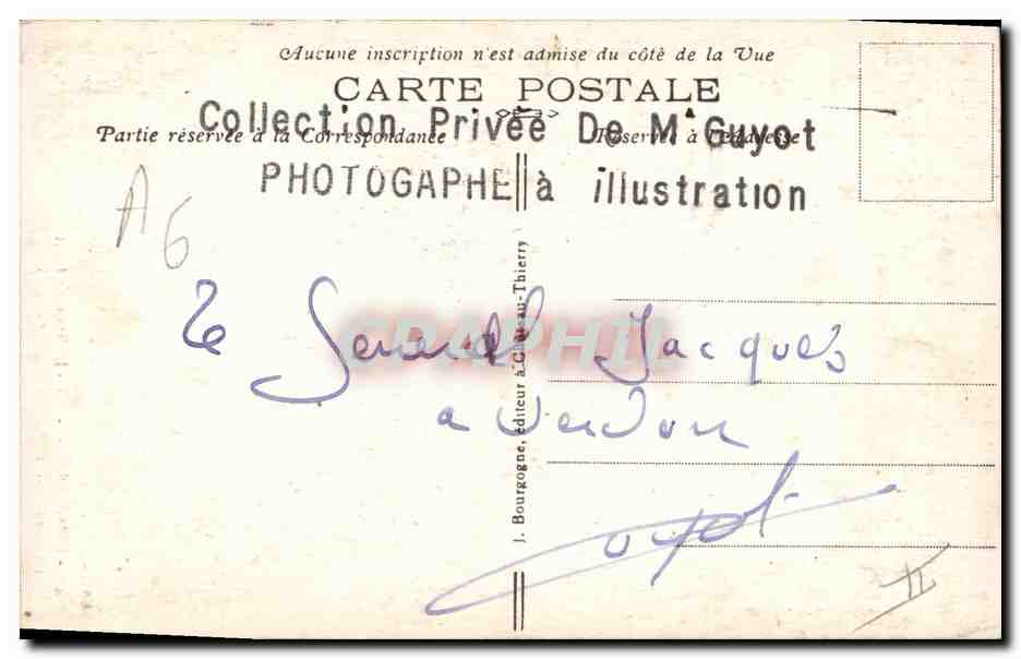 Deux officiers en uniforme — forêt hivernale — J. Bourgogne, éditeur à Château-Thierry — Verso