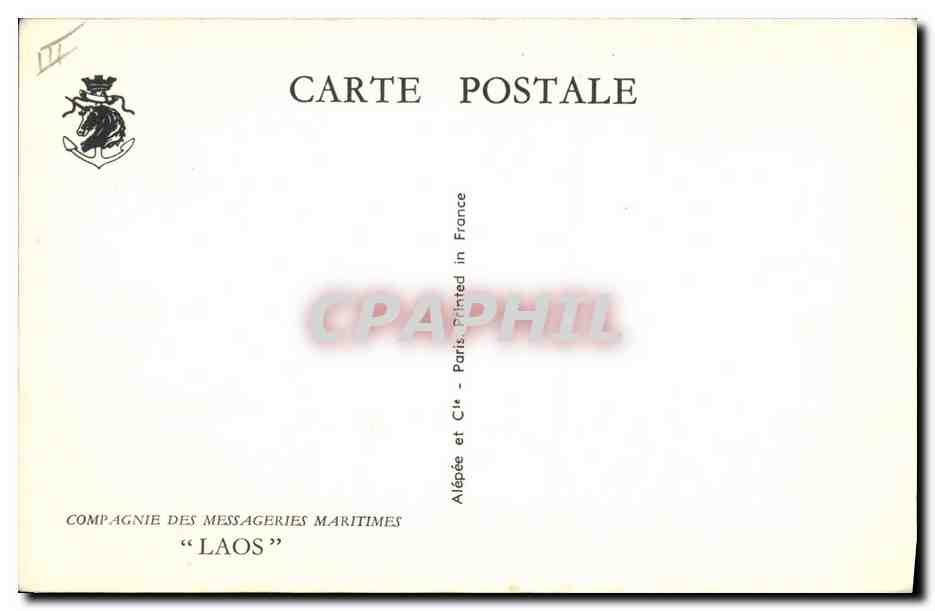 CPA Bateau Paquebot Compagnie des Messageries Maritimes Laos — Verso