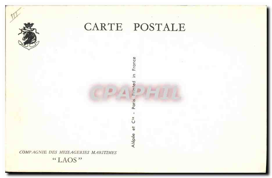 CPA Bateau Paquebot Compagnie des Messageries Maritimes Laos — Verso