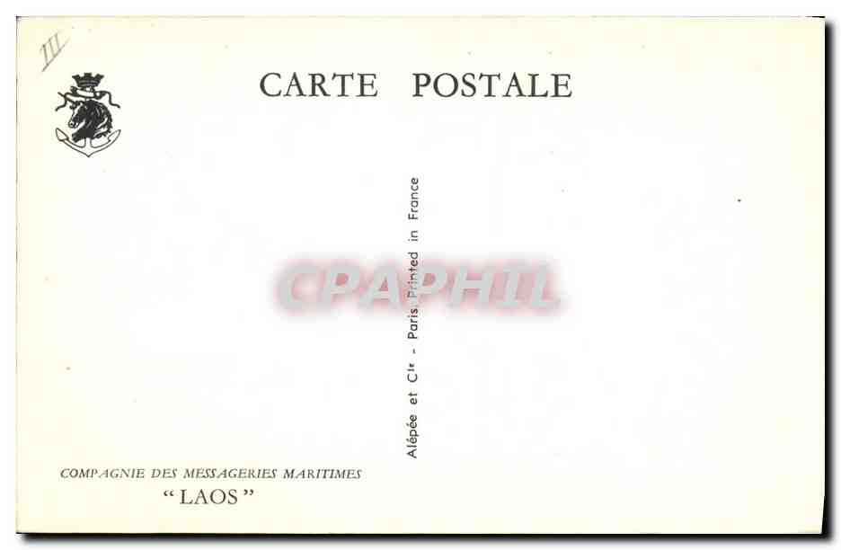 CPA Bateau Paquebot Compagnie des Messageries Maritimes Laos — Verso