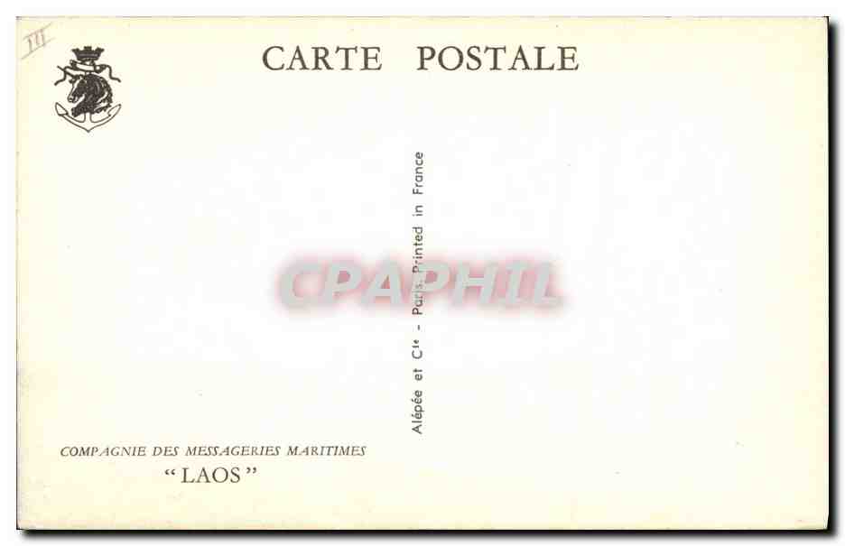 CPA Bateau Paquebot Compagnie des Messageries Maritimes Laos  — Verso