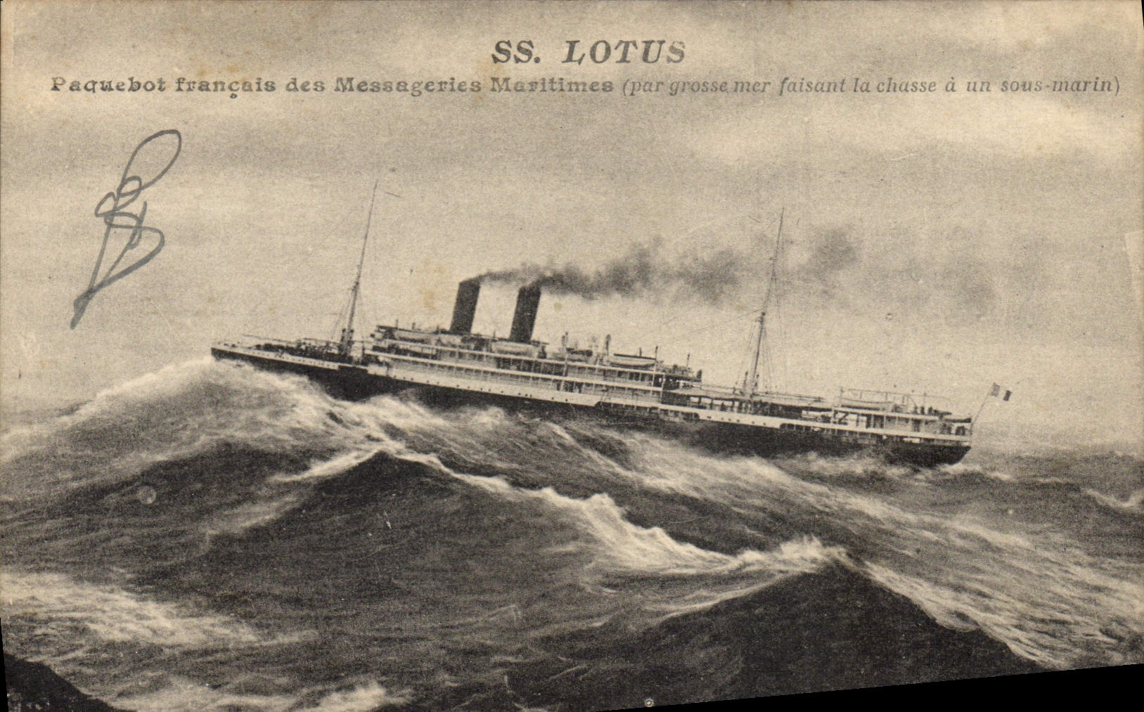 CPA Bateau Paquebot SS Lotus Messageries Maritimes 
