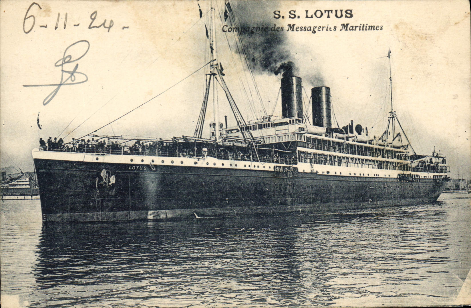 S.S. LOTUS — navire de la Compagnie des Messageries Maritimes — éditeur non identifié