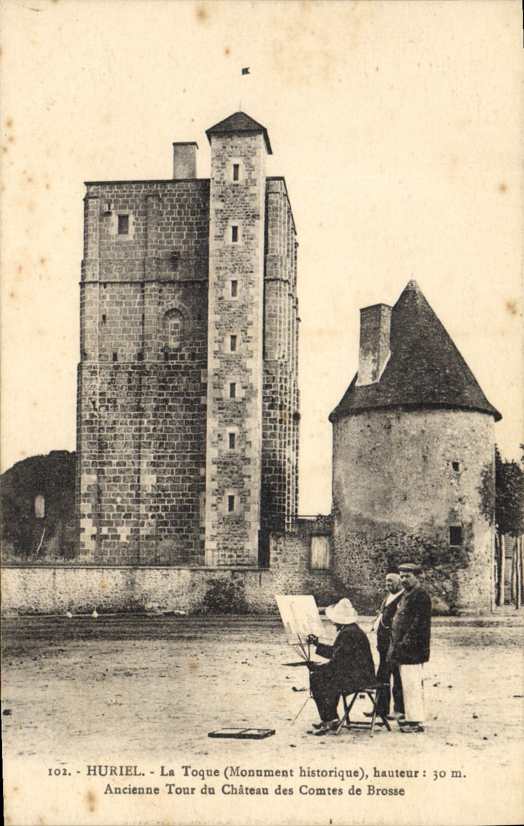 Huriel - La Toque (Monumento histórico), altura: 30 m. - Antigua Torre del Castillo de los Condes de Brosse
