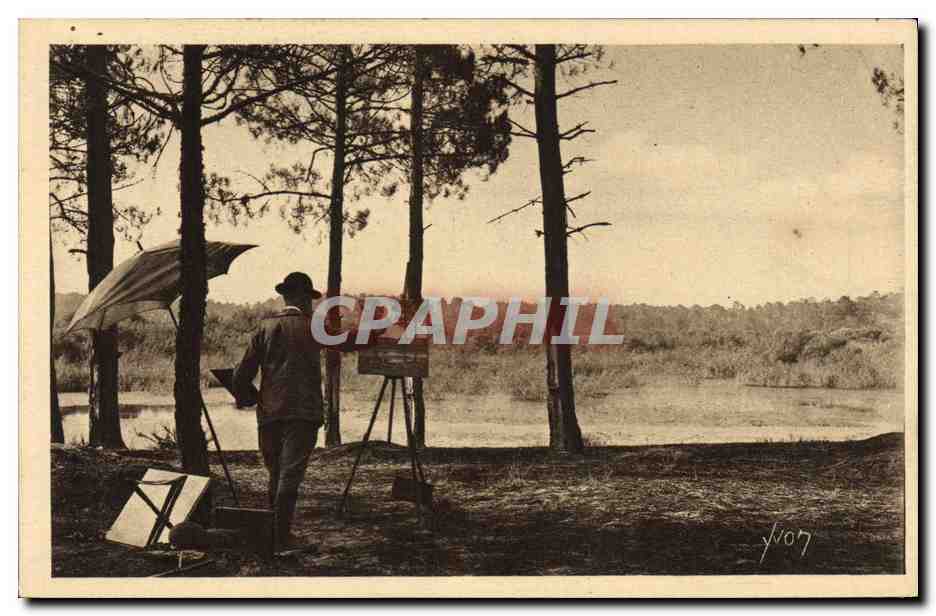 Peintre au bord d'un lac — Forêts de pins — Édition d'Art YVON, n°18