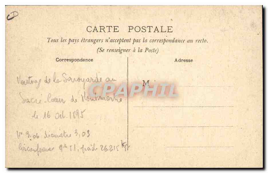 Ankunft der Savoyarde in Montmartre — Paris, 16. Oktober 1895 — A. J. H. n°117 — Rückseite