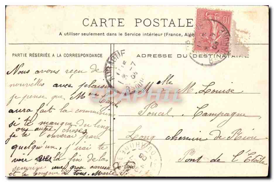 CPA Cloche de Paques Femme Chut elle dort — Verso