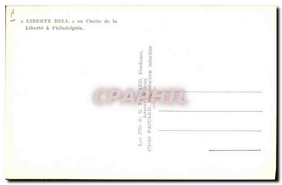 Liberty Bell — reproduction — Les Fils de G. Paccard, Annecy-Léveix — Verso