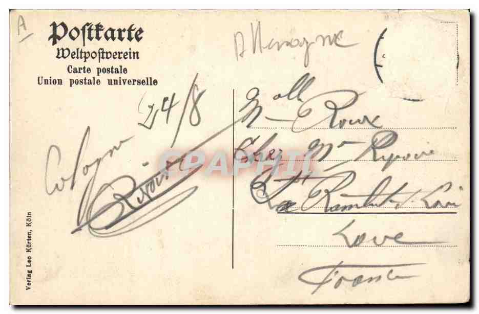 CPA Cloche Koln Kaiserglocke — Achterkant