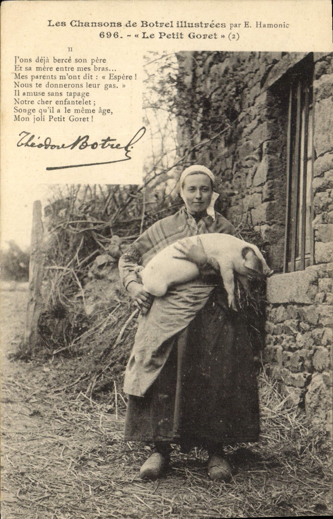 CPA Folklore Les chansons de Botrel illustrees Le petit goret Cochon Porc
