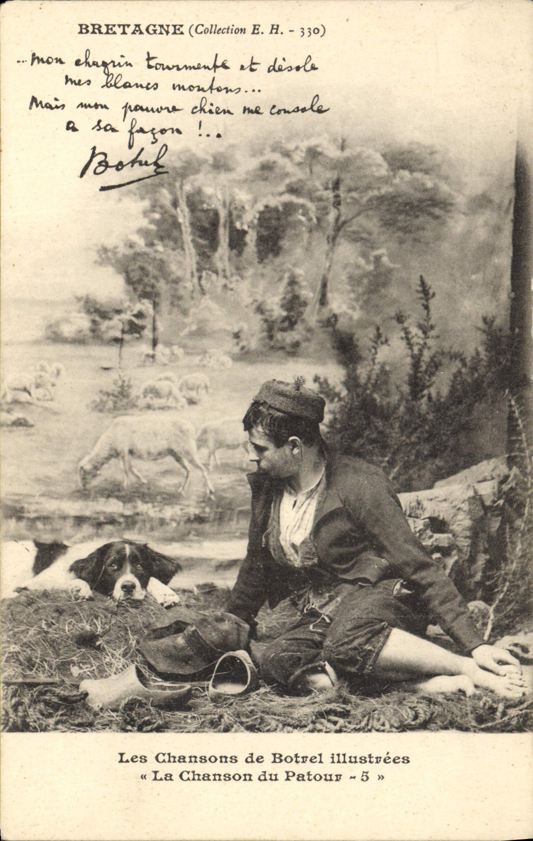 CPA Folklore Les chansons de Botrel illustrees La chanson du patour Chien