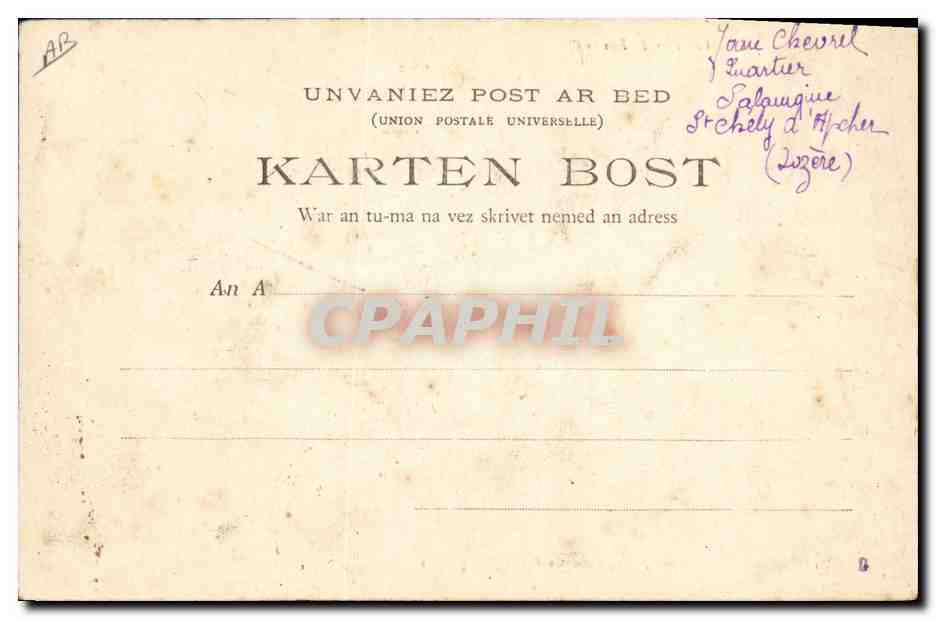 CPA Folklore Bretagne Mr et Mme Botrel interpretant Par le Petit Doigt — Verso