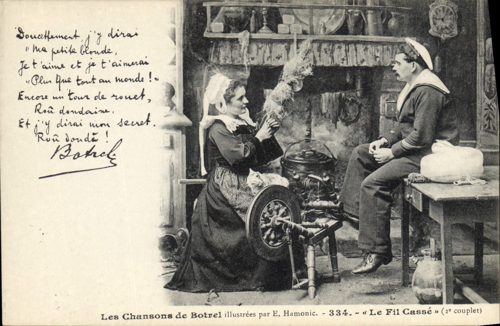 CPA Folklore Les chansons de Botrel illustrees Le fil casse Marin