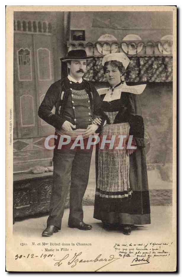 CPA Folklore M et Mme Botrel dans la chanson Mrie ta fille 