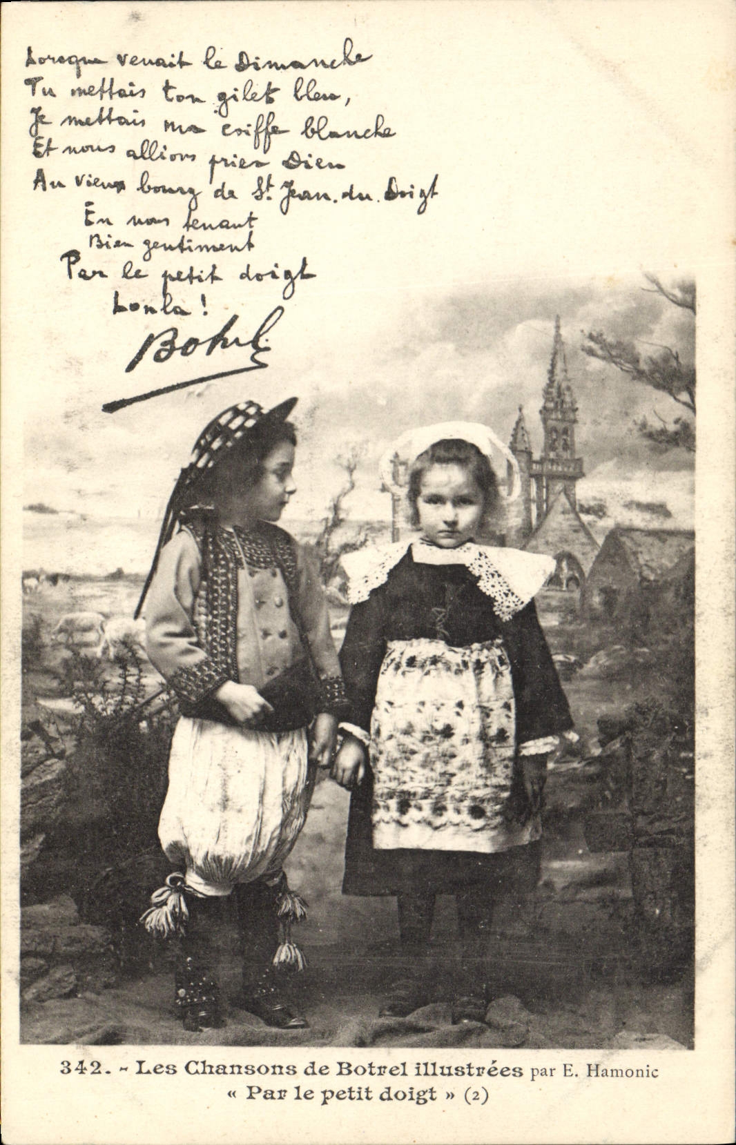 CPA Folklore Les chansons de Botrel illustrees Par Le Petit doigt