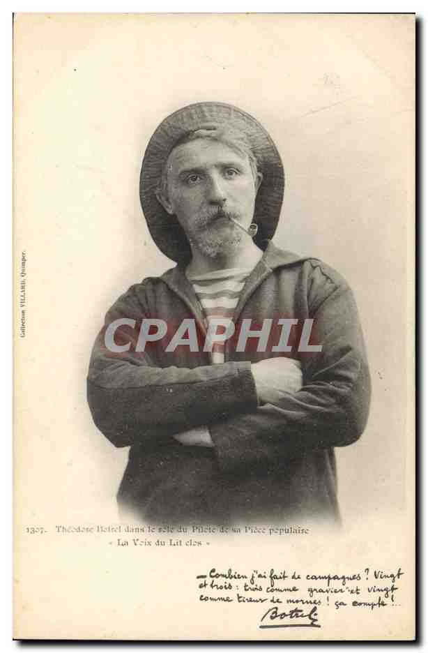 CPA Folklore Theodore Botrel dans le role du pilote de sa piece populaire La Voix du Lit clos 