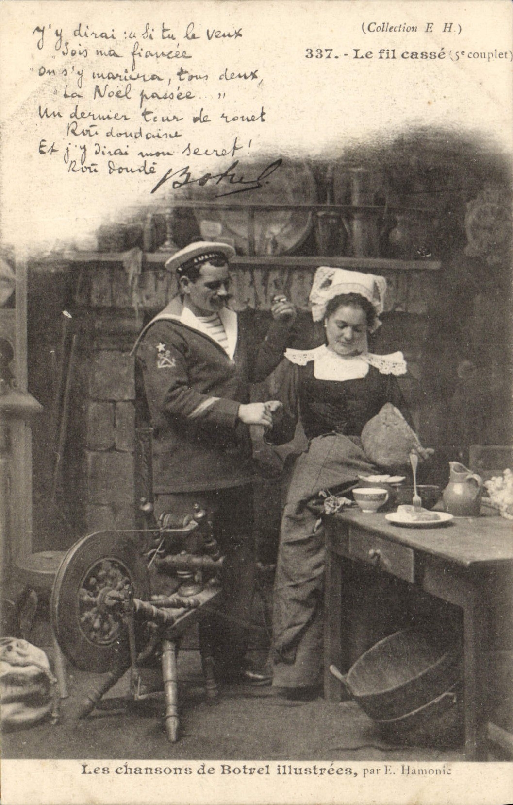 CPA Folklore Les chansons de Botrel illustrees Le fil casse Marin