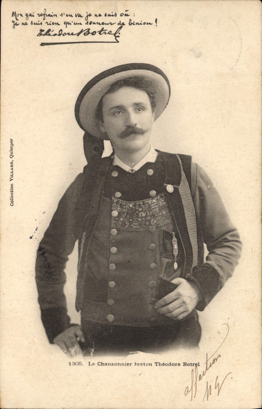 CPA Folklore le chasnonnier breton Theodore Botrel