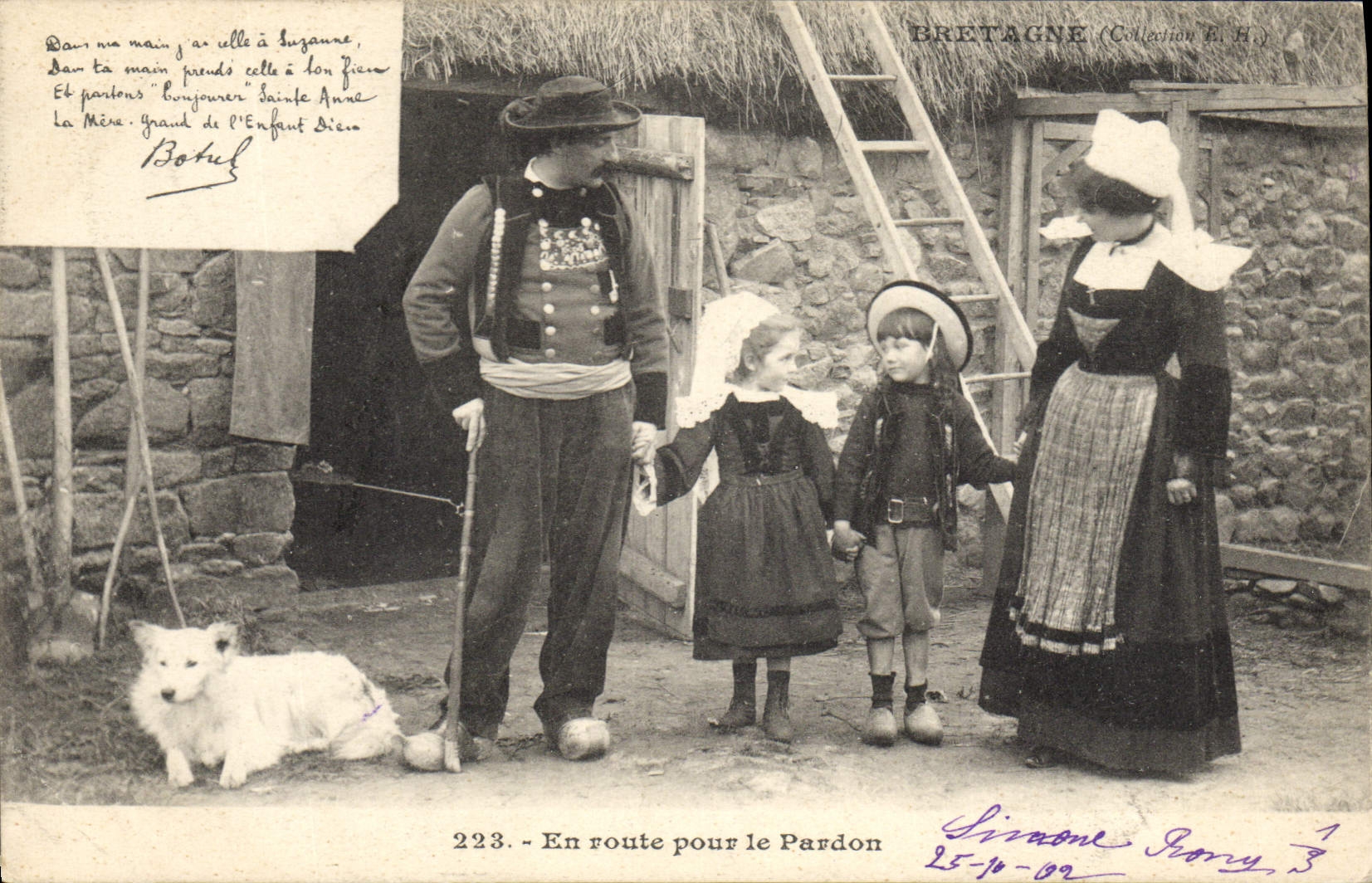 CPA Folklore Botrel En route pour le pardon Chien