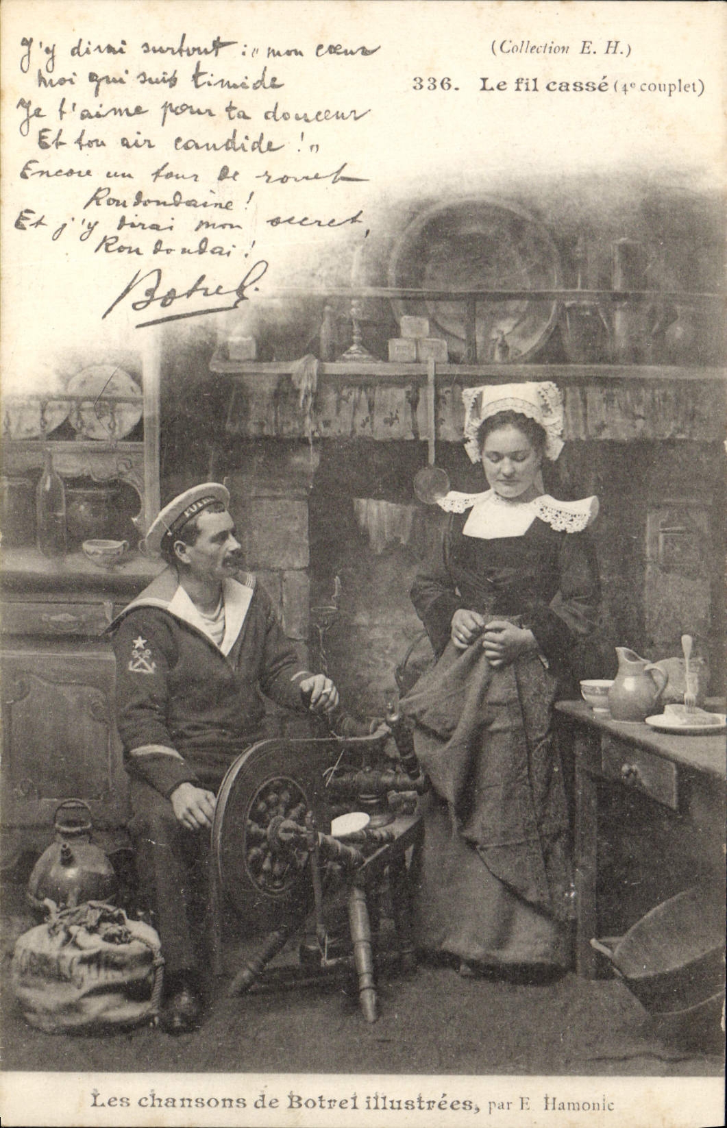 CPA Folklore Les chansons de Botrel illustrees le fil casse