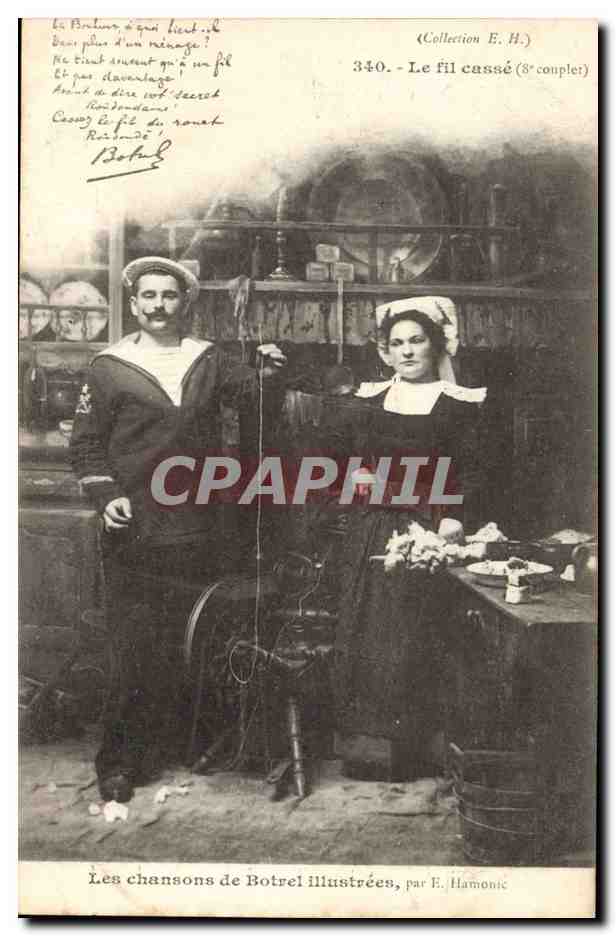 CPA Folklore Les chansons de Botrel illustrees Le fil casse Marin