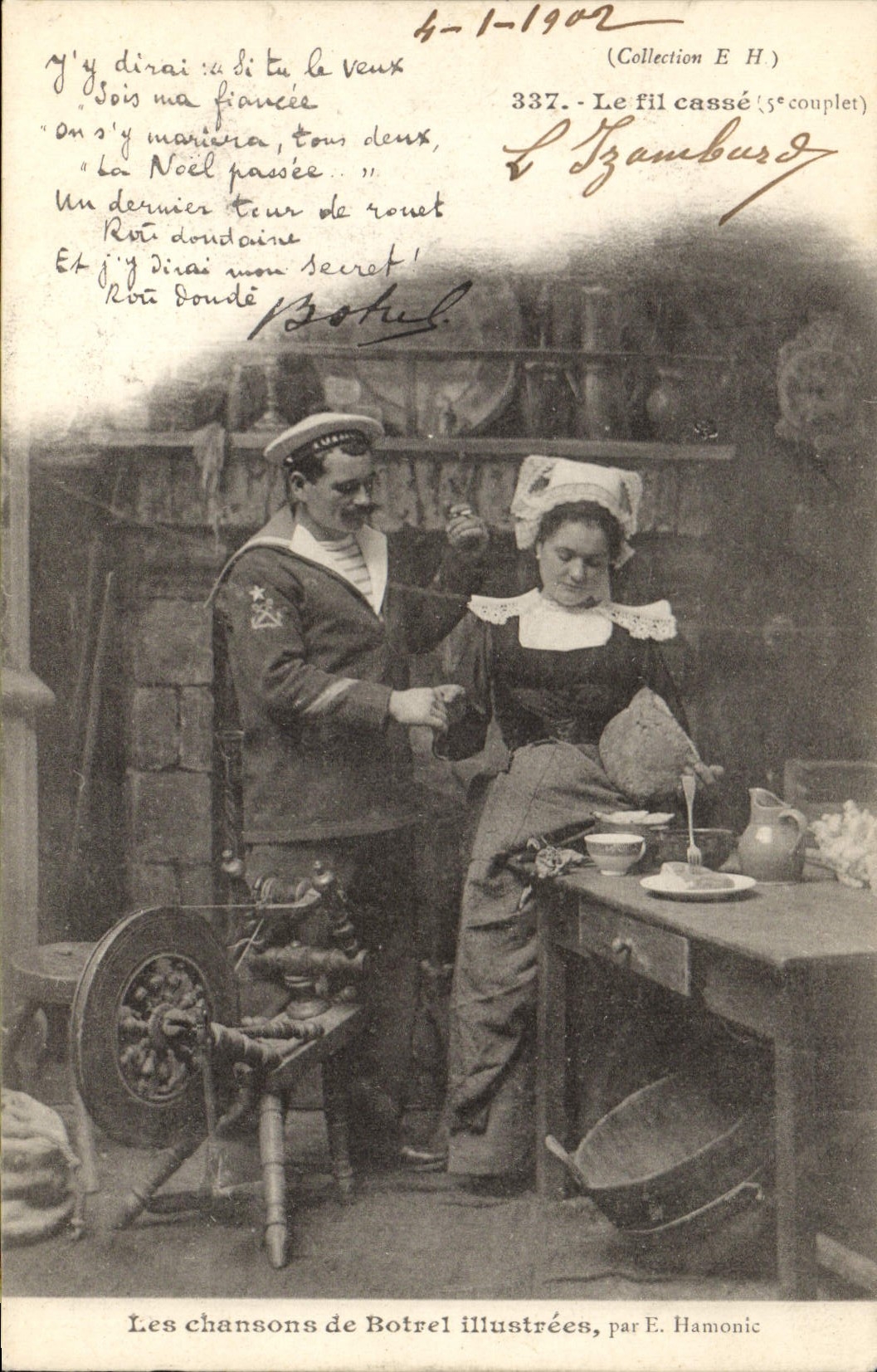 CPA Folklore Les chansons de Botrel illustrees Le fil casse Marin