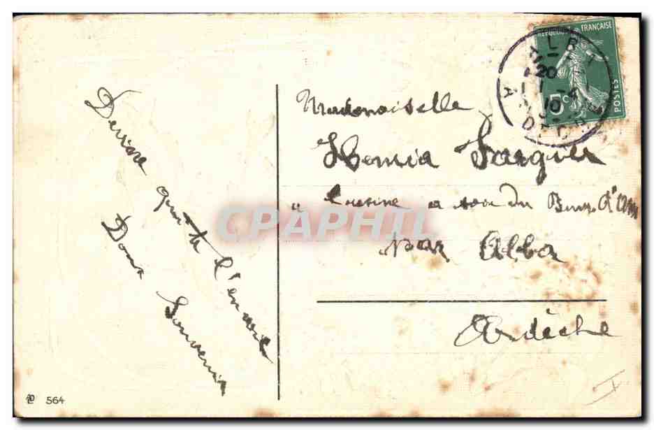 CPA Fantaisie Fleurs Poissons — Back