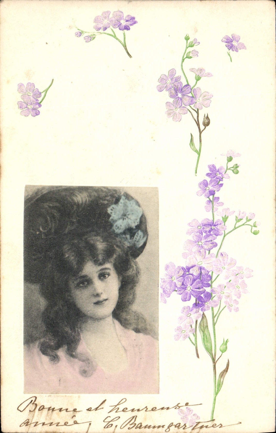 CPA Fantaisie Fleurs Femme