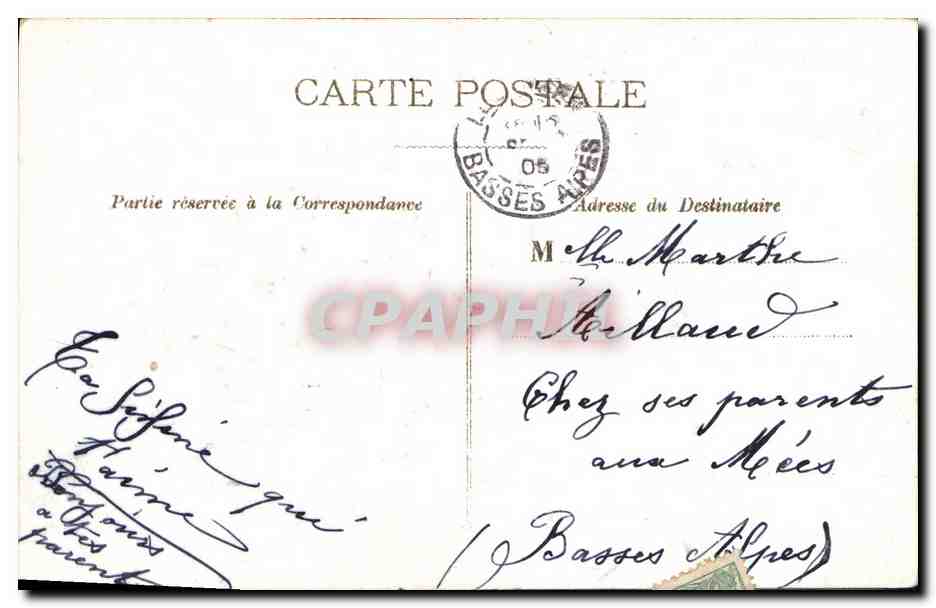 CPA Fantaisie Fleurs Marthe  — Rückseite