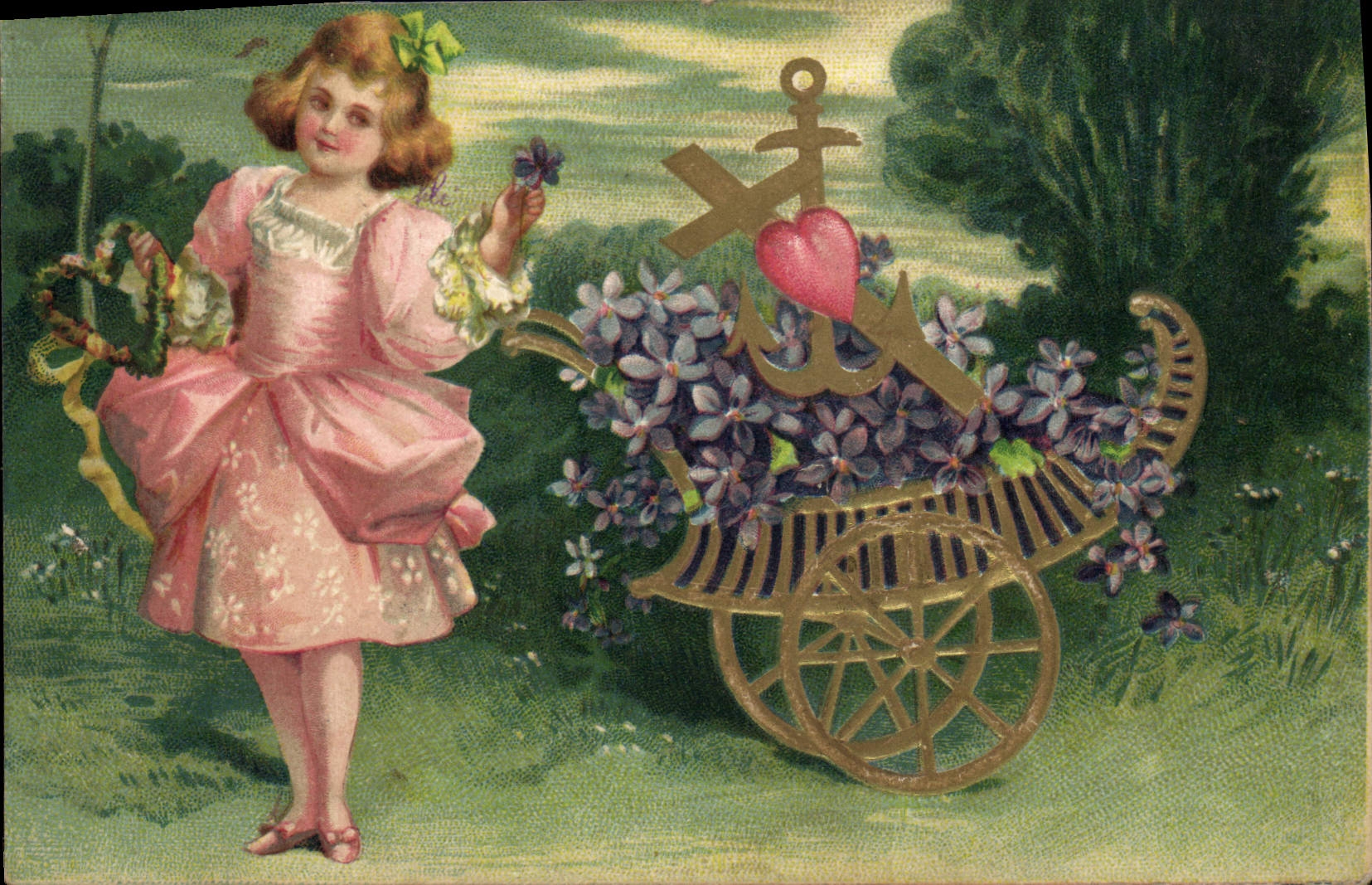 CPA Fantaisie Fleurs Enfant