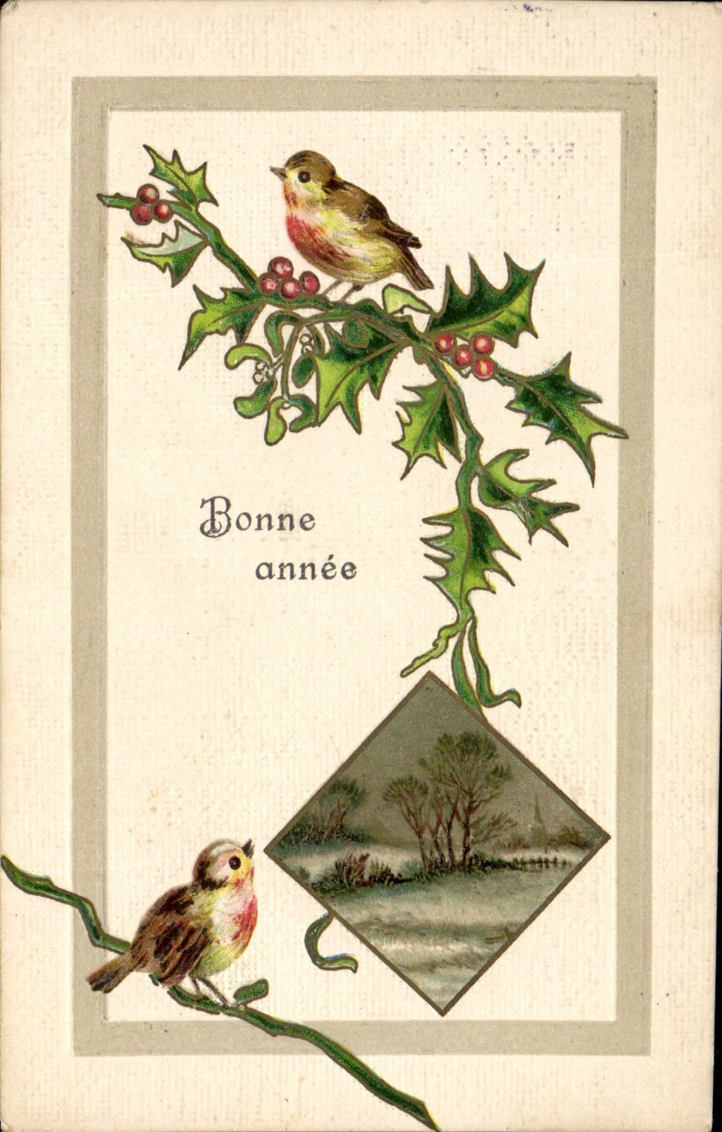 CPA Fantaisie Fleurs Oiseaux