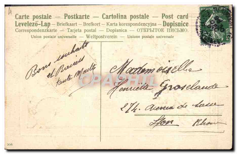 CPA Fantaisie Fleurs Oiseaux — Rückseite